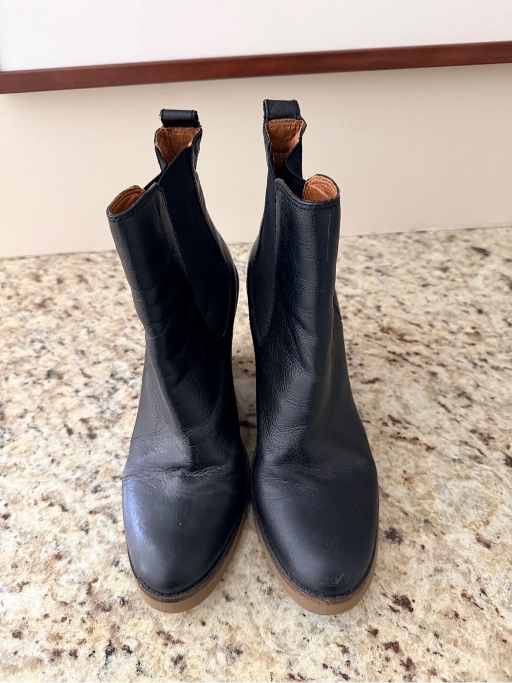 Lucky Brand Black Leather Chelsea Wedge Ankle Boots - Picture 3 of 6
